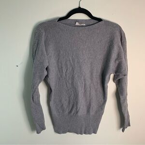 Milano Grey Rhinestone Dolman Sleeve Sweater Size Small